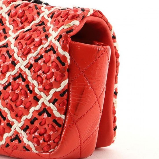 CC Full Flap Bag Woven Stitch Patent Mini [CC-FFBWSPM-225]