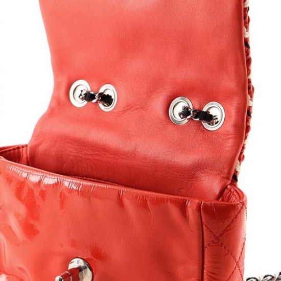 CC Full Flap Bag Woven Stitch Patent Mini [CC-FFBWSPM-225]