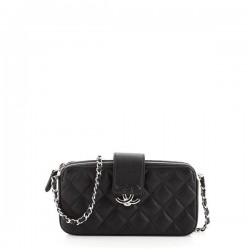 CC Box Double Zip Clutch with Chain Quilted Goatskin [CC-BDZQG-35]