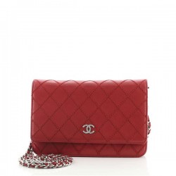 Double Stitch Wallet on Chain Quilted Lambskin [CC-DSWCQL-44]