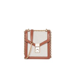 Linen blend and leather shoulder bag [PR-L-1030560]