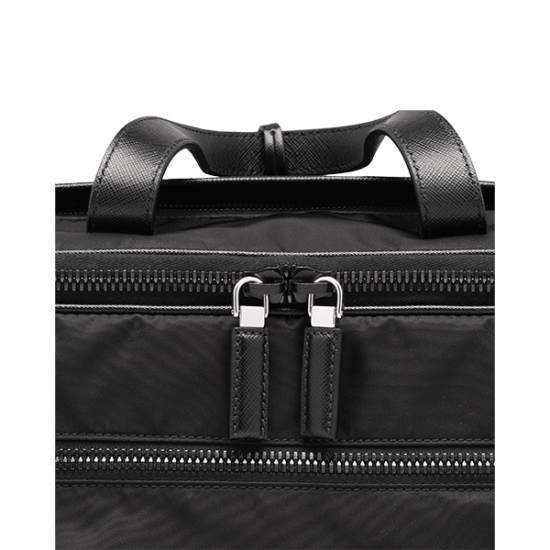 Re-Nylon and Saffiano leather briefcase [PR-RNS-1030365]