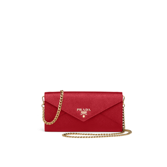 Saffiano leather wallet with shoulder strap [PR-S-1030213]